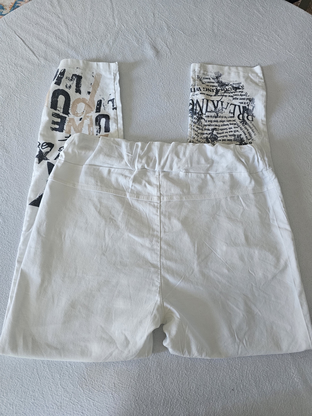 Bella Amore Made in Italy Shooting Star Newspaper Graphic Pants M Grunge Luxury - Picture 2 of 11